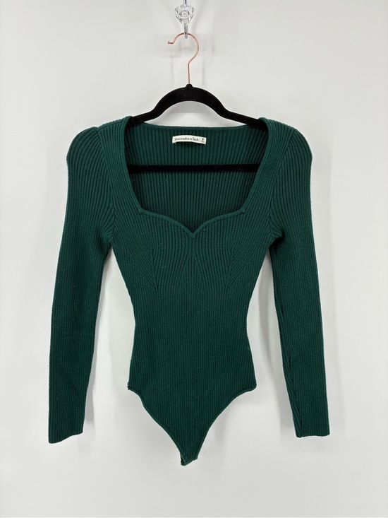 Abercrombie & Fitch Tops - Abercrombie & Fitch Dark Green Ribbed Long-Sleeve Bodysuit